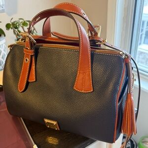 Dooney & Bourke Kendra Navy  and Tan Leather Handbag and Vintage Wallet